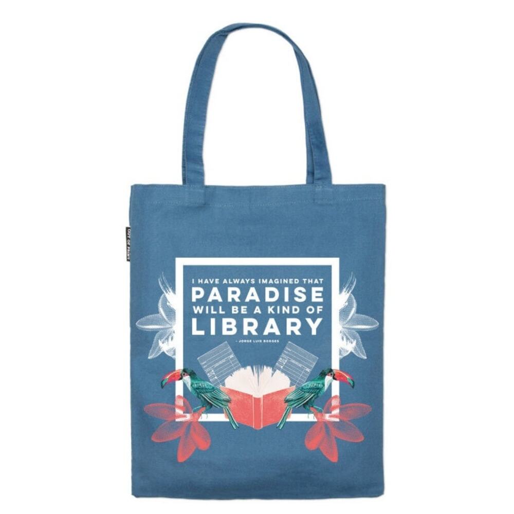Out of Print Jorge Luis Borges Paradise Canvas Tote Bag